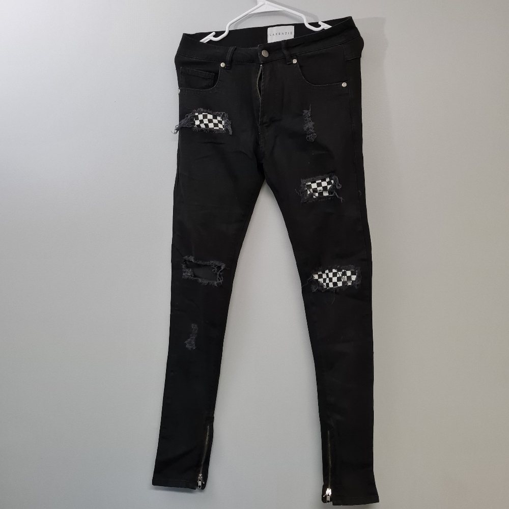 Men’s Black and Checkered cutouts Lakenzie L Jeans